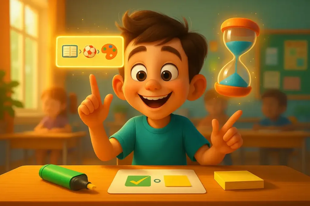 Un niño utiliza apoyos visuales para anticipar cambios y organizar actividades