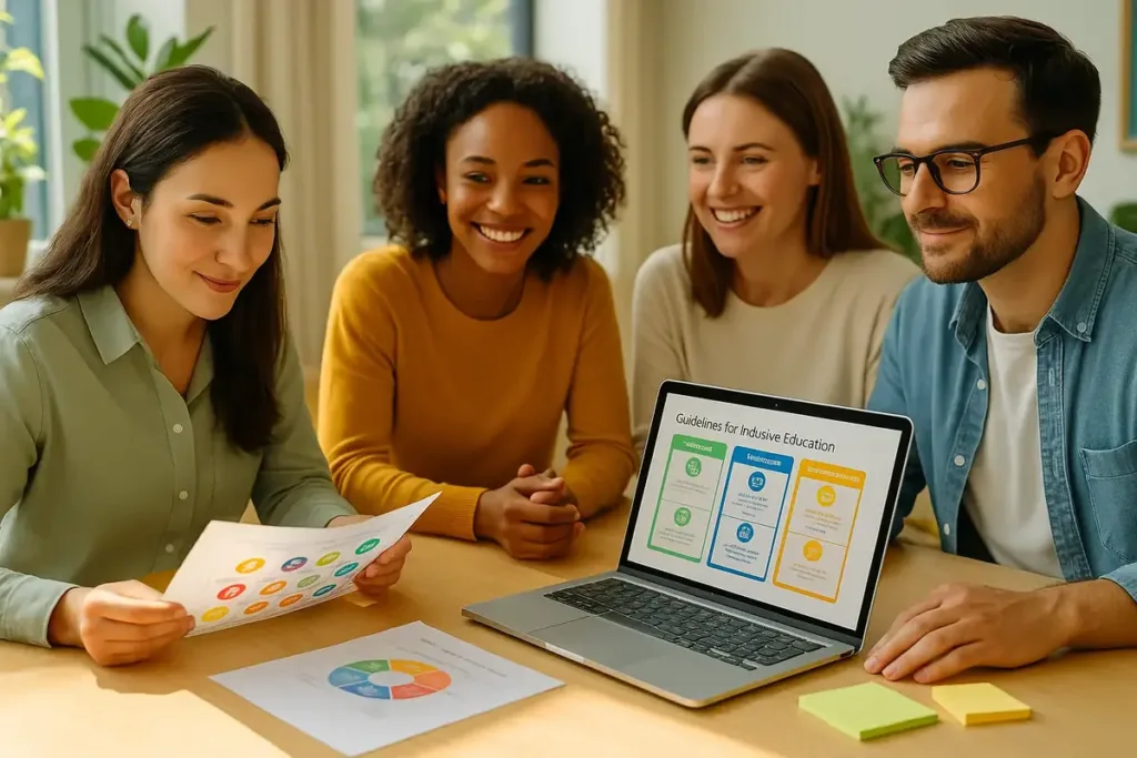 Un equipo educativo consulta recursos sobre Diseño Universal para el Aprendizaje