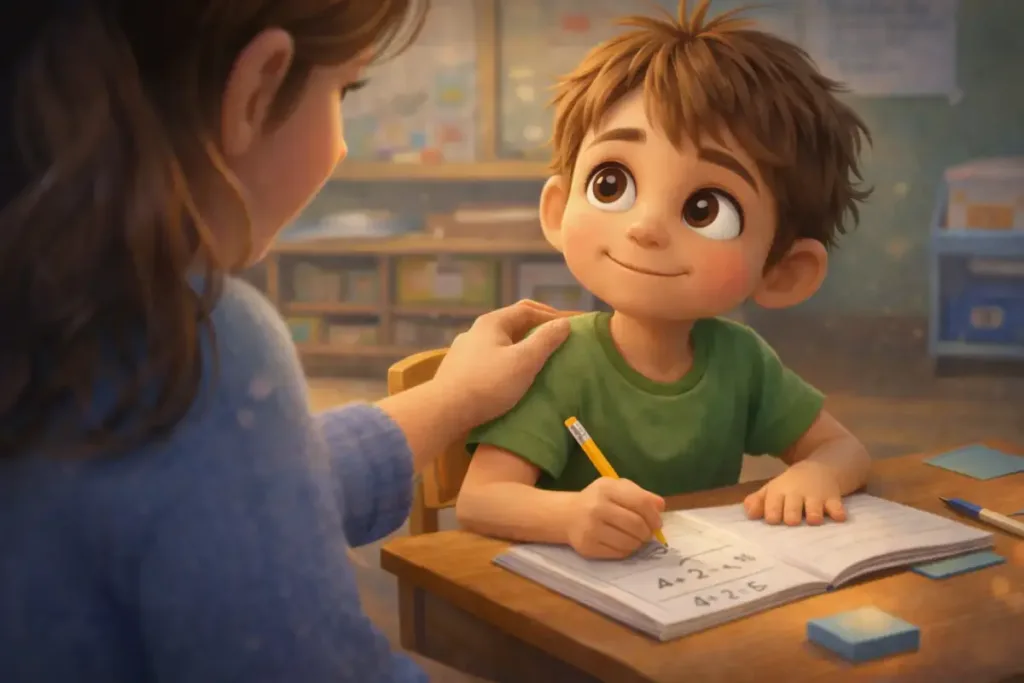 Una docente acompaña a un niño desde la claridad, la estructura y el apoyo