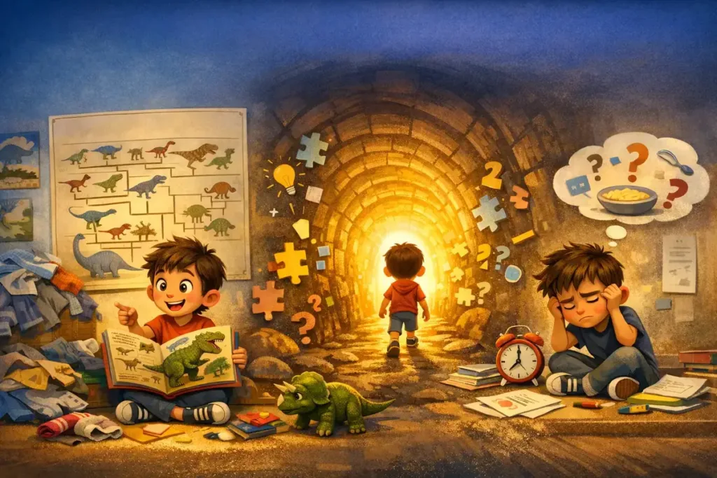 Un niño descubre la potencia y los desafíos de concentrarse intensamente en sus intereses