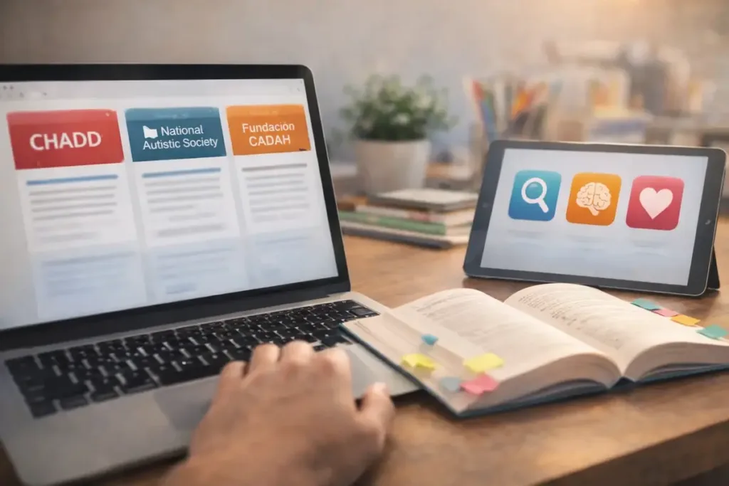 Recursos de CHADD, National Autistic Society y Fundación CADAH sobre hiperfoco