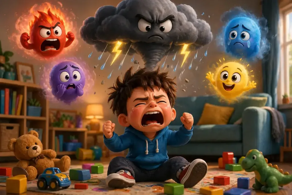 Un niño se siente desbordado por una tormenta de emociones intensas
