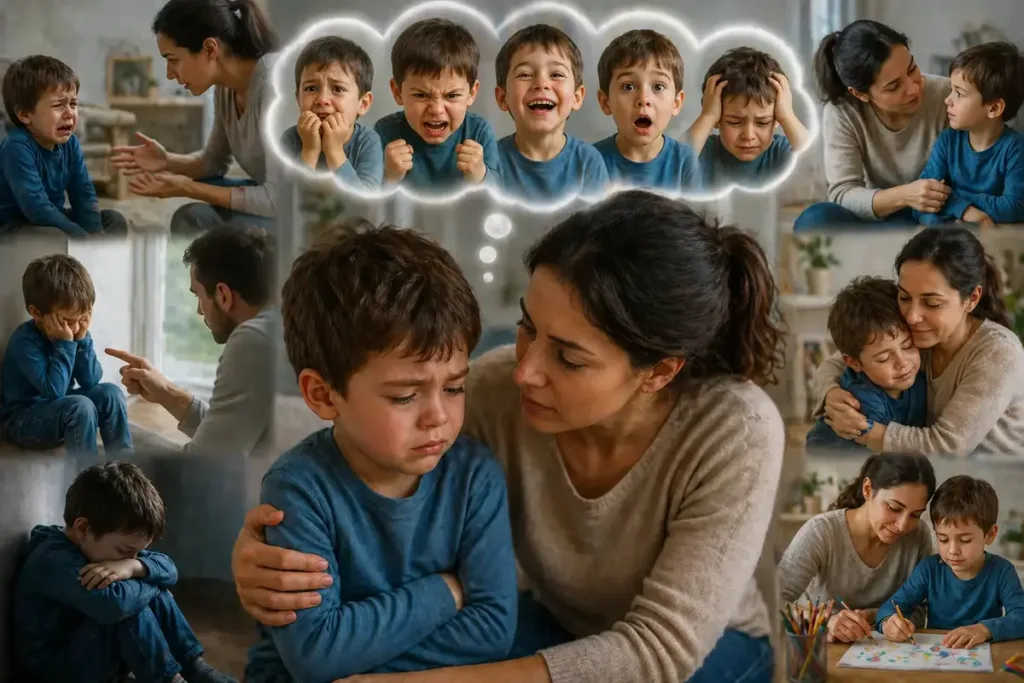 Una madre ayuda a su hijo a comprender distintas emociones sin apagar lo que siente